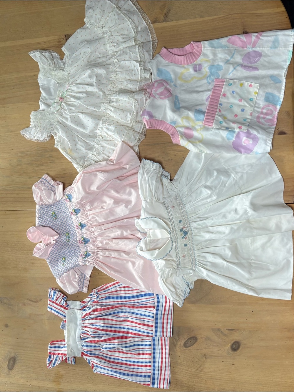 80s Baby Girl Dress Bundle - Pastel & White Smocked Dresses